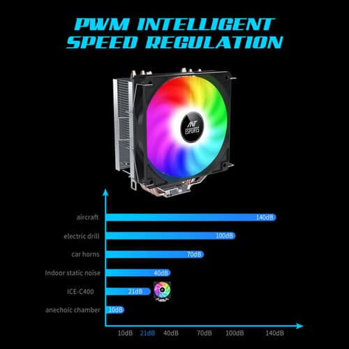 Ant Esports ICE-C400 120mm CPU Air Cooler with Rainbow LED